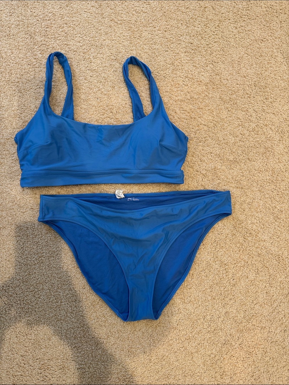 aerie Blue Scoop Bikini Top and Mid-Rise Bottoms